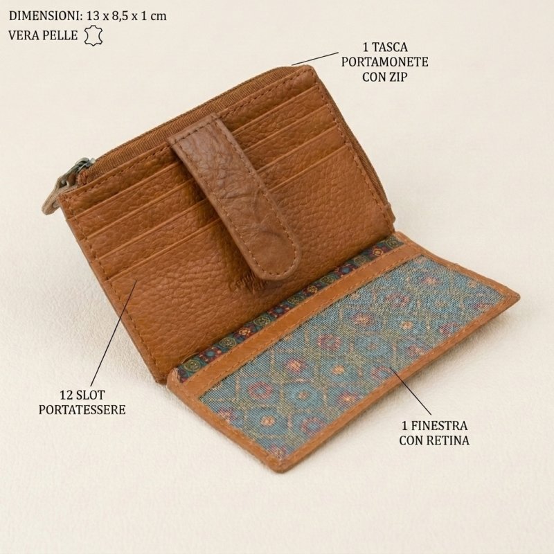 No Limits Portefeuille Slim Homme Femme en Cuir Véritable, Petit Porte-Cartes avec 12 Fentes et Fermeture Éclair, av… — vue 9
