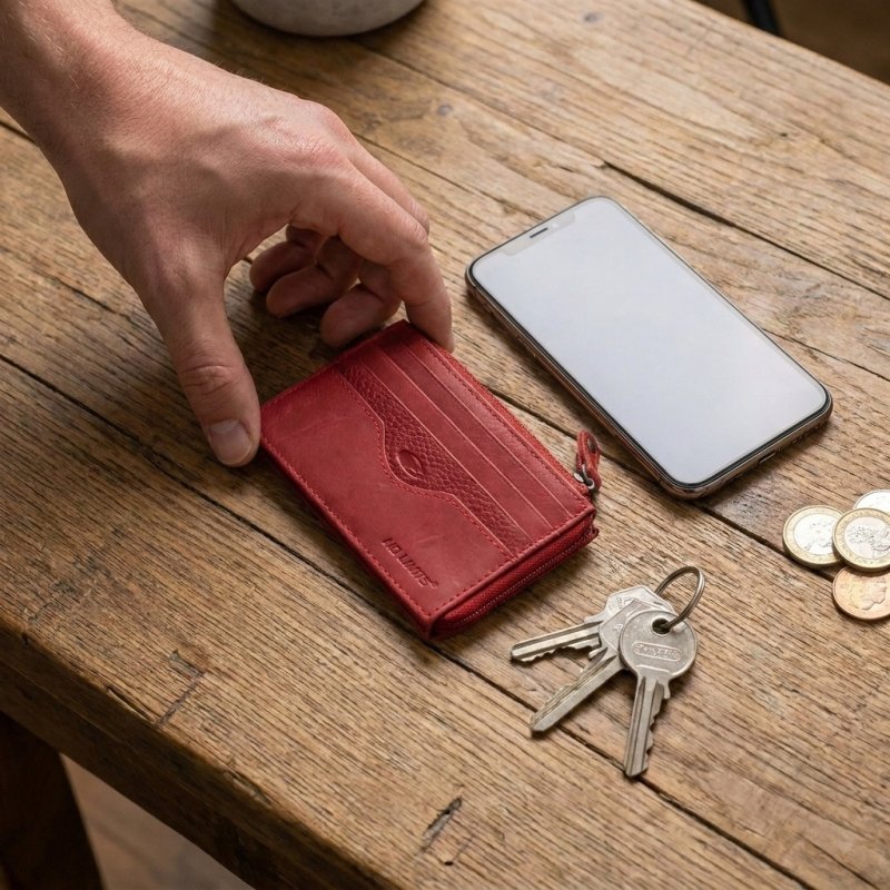 No Limits Unisex Slim Wallet in Genuine Leather, Small Credit Card Holder With 12 Slots and Zip, With Box — view 17
