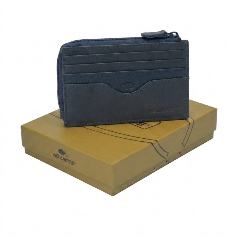 No Limits Unisex Slim Wallet in Genuine Leather, Small Credit Card Holder With 12 Slots and Zip, With Box — view 30
