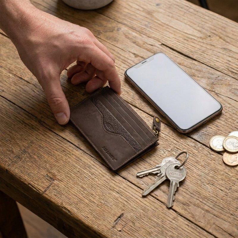 No Limits Portefeuille Slim Homme Femme en Cuir Véritable, Petit Porte-Cartes avec 12 Fentes et Fermeture Éclair, a… — vue 59