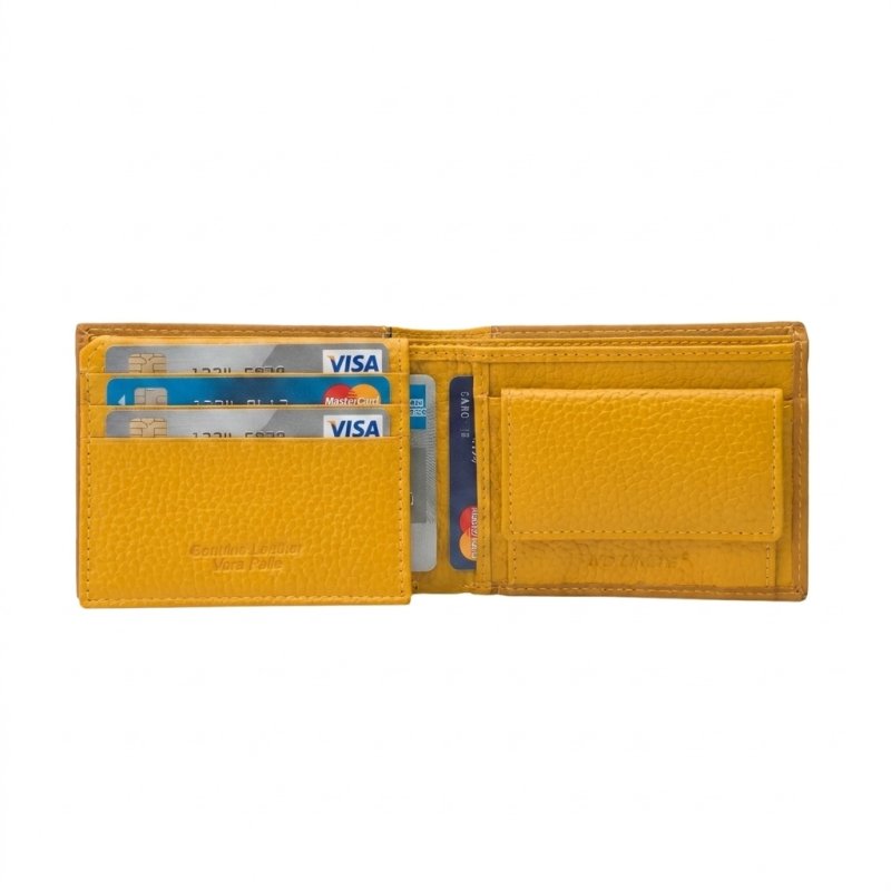 No Limits Men's Slim Wallet in Genuine Leather, With Coin Purse, Card Compartments, Elegant With Box — front view