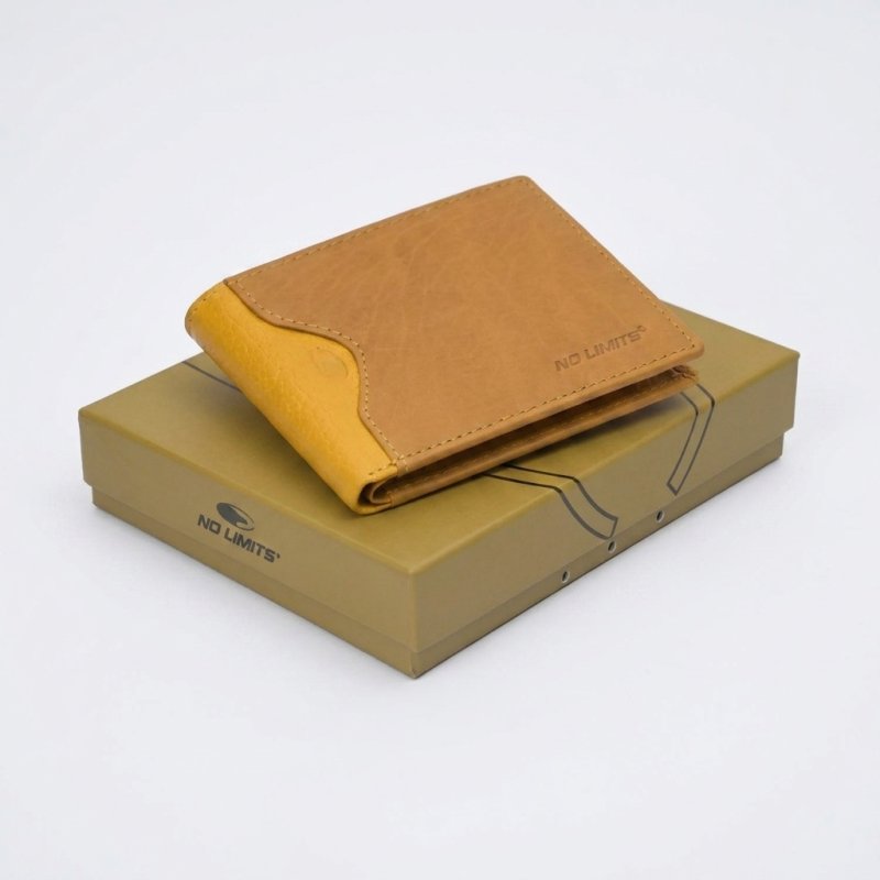 No Limits Men's Slim Wallet in Genuine Leather, With Coin Purse, Card Compartments, Elegant With Box — detail