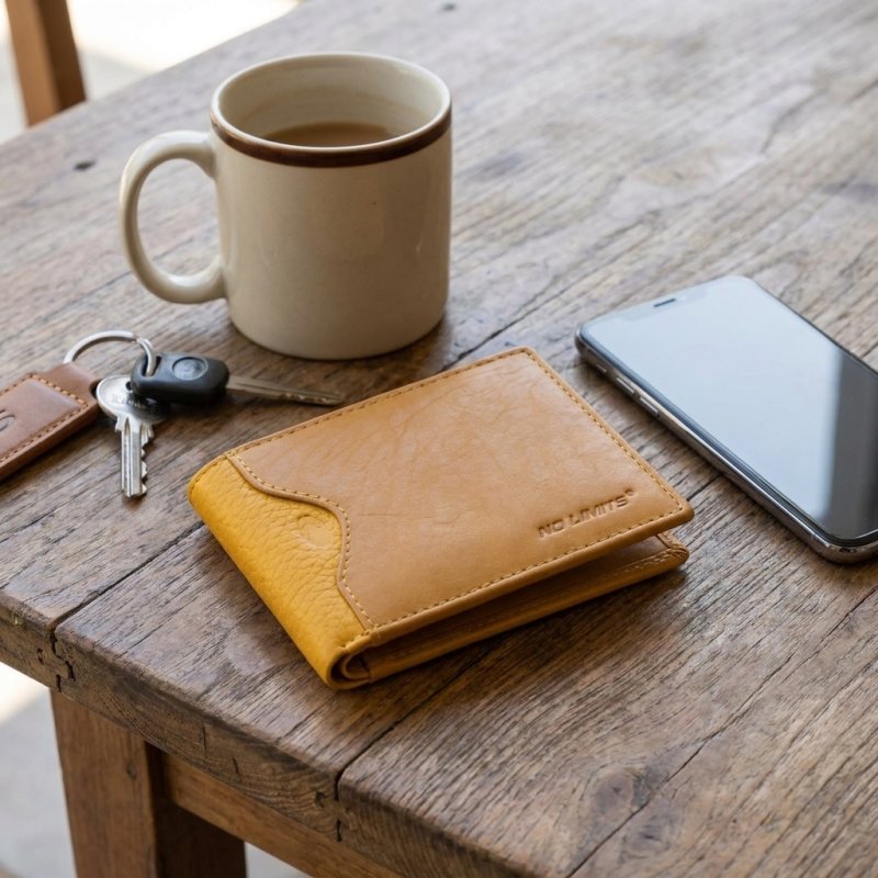 No Limits Men's Slim Wallet in Genuine Leather, With Coin Purse, Card Compartments, Elegant With Box — inside