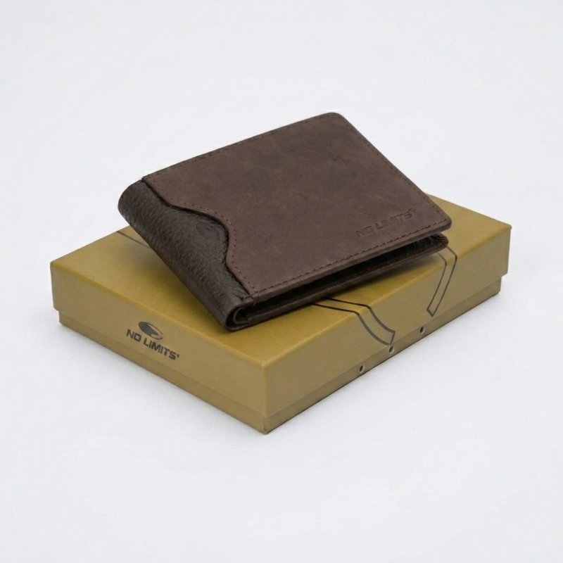 No Limits Men's Slim Wallet in Genuine Leather, With Coin Purse, Card Compartments, Elegant With Box — view 10