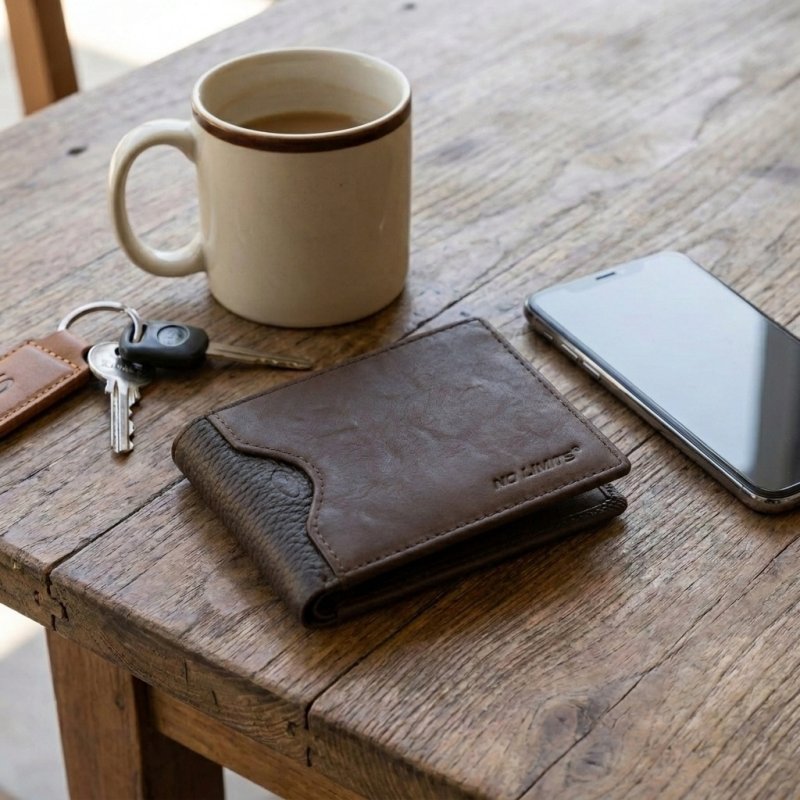 No Limits Men's Slim Wallet in Genuine Leather, With Coin Purse, Card Compartments, Elegant With Box — view 9