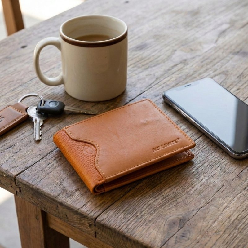 No Limits Men's Slim Wallet in Genuine Leather, With Coin Purse, Card Compartments, Elegant With Box — view 14