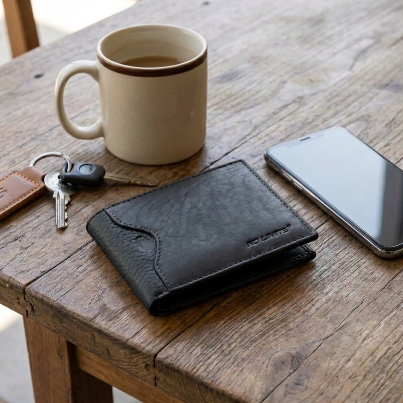 No Limits Men's Slim Wallet in Genuine Leather, With Coin Purse, Card Compartments, Elegant With Box — view 39
