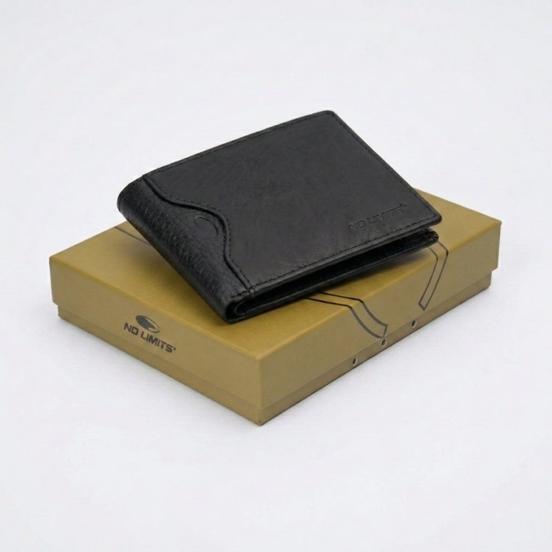No Limits Men's Slim Wallet in Genuine Leather, With Coin Purse, Card Compartments, Elegant With Box — view 40