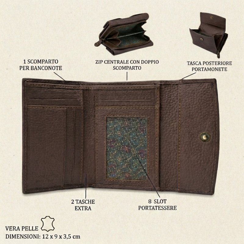 No Limits Portefeuille Femme en Cuir Véritable, Petit Porte-Monnaie avec Compartiments Multiples et Boîte Cadeau — vue 17