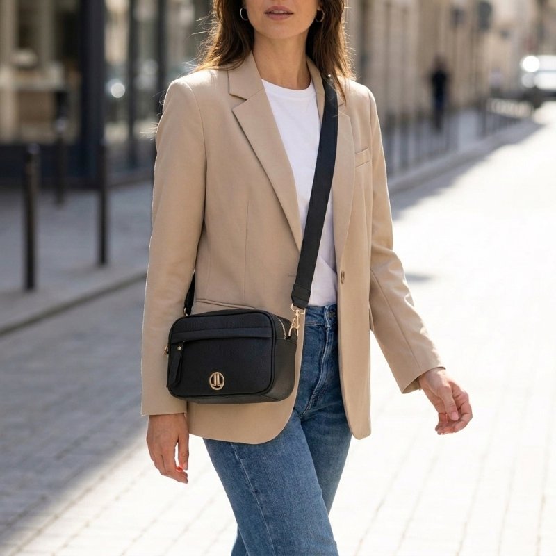 LANCETTI Damen-Taschenset 3-teilig, Rucksack, Tasche und Pochette, verstellbarer Riemen, PU, elegante Details — Ansicht 13