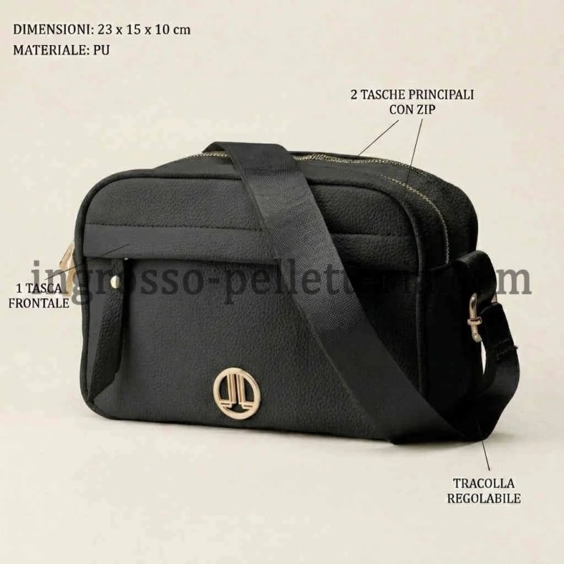 LANCETTI Damen-Taschenset 3-teilig, Rucksack, Tasche und Pochette, verstellbarer Riemen, PU, elegante Details — Ansicht 16