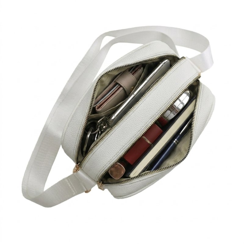 LANCETTI Bolso Bandolera para Mujer en PU, con Correa Ajustable, Bolso Mediano con Cierre de Doble Cremallera, El… — interior
