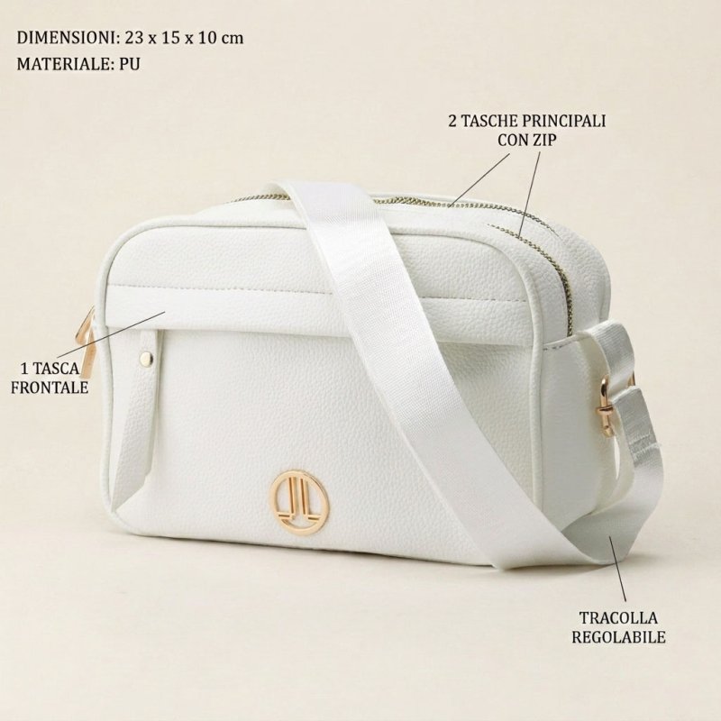 LANCETTI Sac Femme Bandoulière en PU, avec Bandoulière Réglable, Sac Moyen à Double Fermeture Zippée, Élégant — vue de face