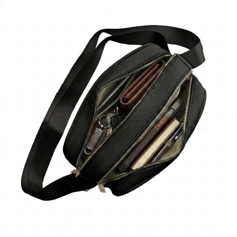 LANCETTI Sac Femme Bandoulière en PU, avec Bandoulière Réglable, Sac Moyen à Double Fermeture Zippée, Élégant — vue 11
