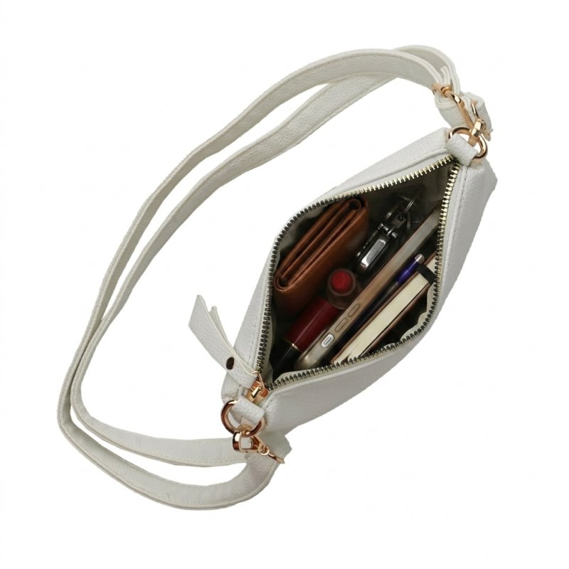 LANCETTI Sac Femme Bandoulière en PU, Bandoulière Réglable et Amovible, Petit et Fin, avec Zip, Pochette Élégante — intérieur