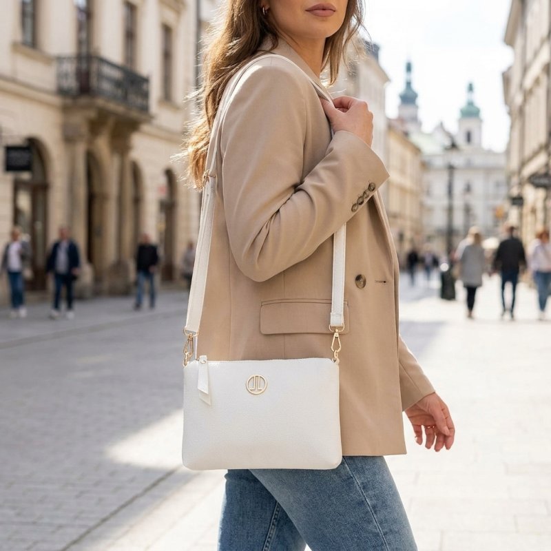 LANCETTI Sac Femme Bandoulière en PU, Bandoulière Réglable et Amovible, Petit et Fin, avec Zip, Pochette Éléga… — vue arrière