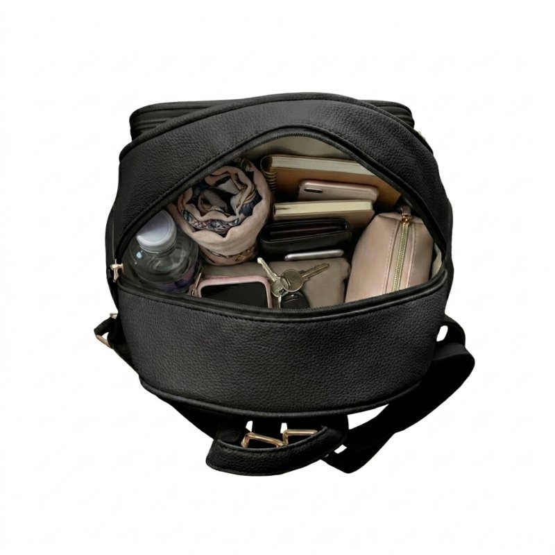 LANCETTI Sac à Dos Femme, Élégant en PU avec Bretelles Réglables, Compartiments Multiples pour Voyage et Usage Quot… — détail