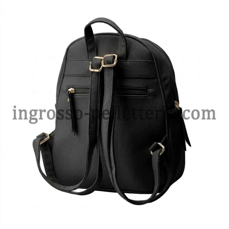LANCETTI Rucksack Damen, Elegant aus PU mit verstellbaren Trägern, mehreren Fächern für Reise und Alltag — Logo-Detail