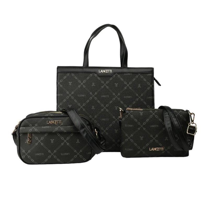 LANCETTI Damen-Taschenset 3-teilig, Shopper Mittel & Klein, verstellbarer abnehmbarer Riemen, PU, elegante Deta… — Ansicht 11