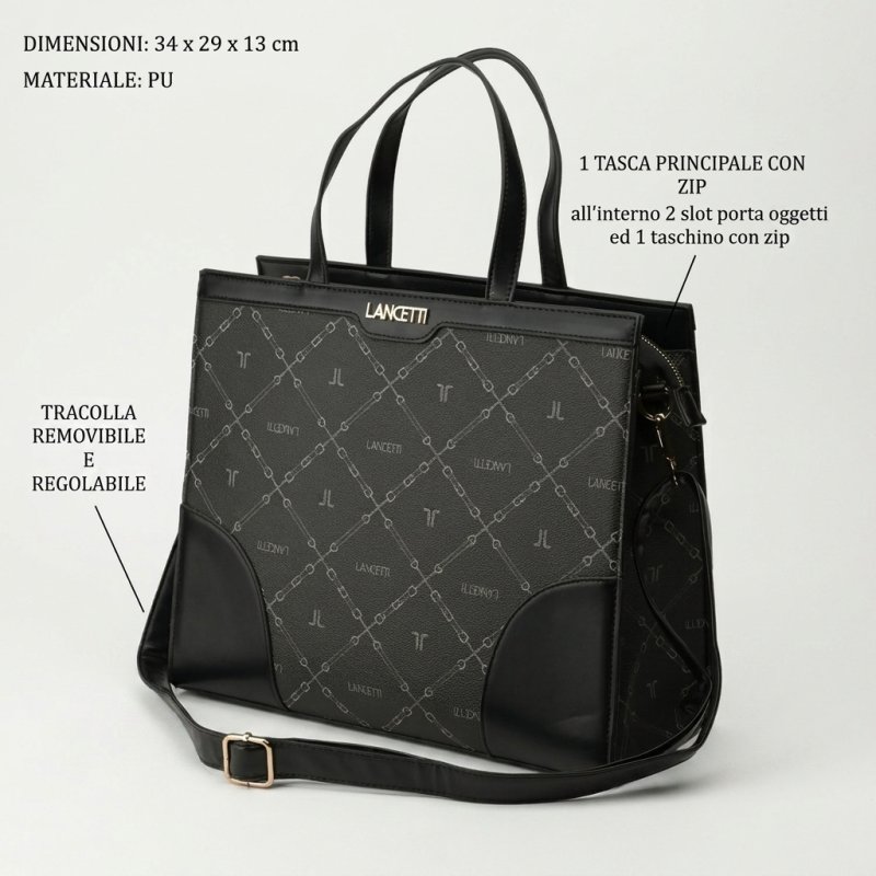 LANCETTI 3-Piece Women's Bag Set, Medium & Small Tote, Adjustable Removable Shoulder Strap, PU, Elegant Details — view 12