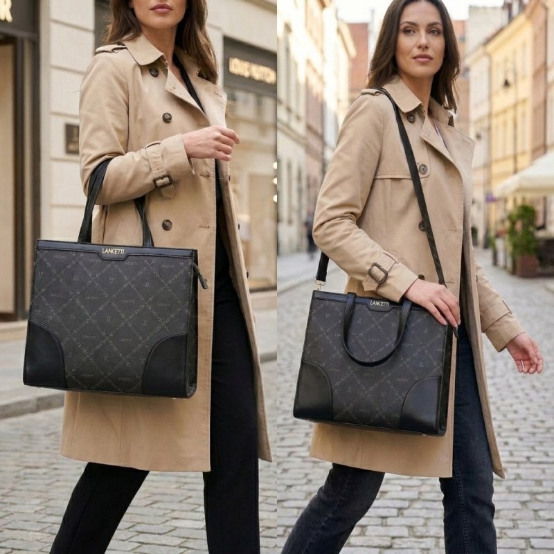 LANCETTI Ensemble 3 Sacs Femme, Tote Moyen et Petit avec Bandoulière Réglable et Amovible, Matière PU, Détails Élég… — vue 13