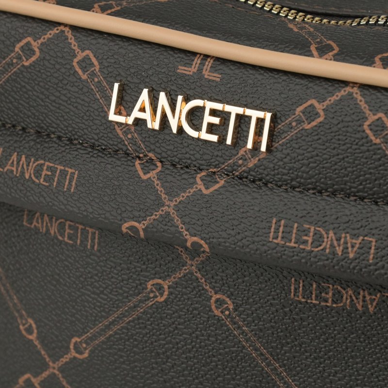 LANCETTI Sac Femme Bandoulière en PU, avec Bandoulière Réglable, Sac Moyen à Double Fermeture Zip, Élégant — détail logo