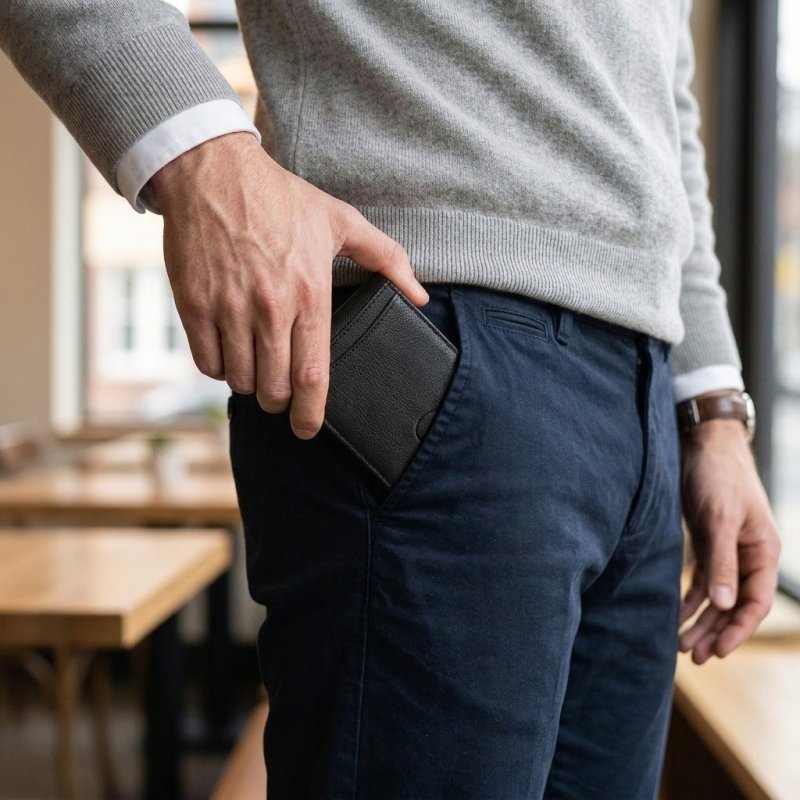 GRESEL Cartera Hombre Slim en Piel Auténtica Nappa Suave, Tarjetero, Negro — interior