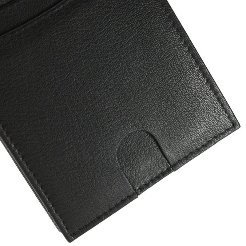 GRESEL Geldbörse Herren Slim aus echtem Leder Soft Nappa, Kartenfach, Schwarz — Logo-Detail