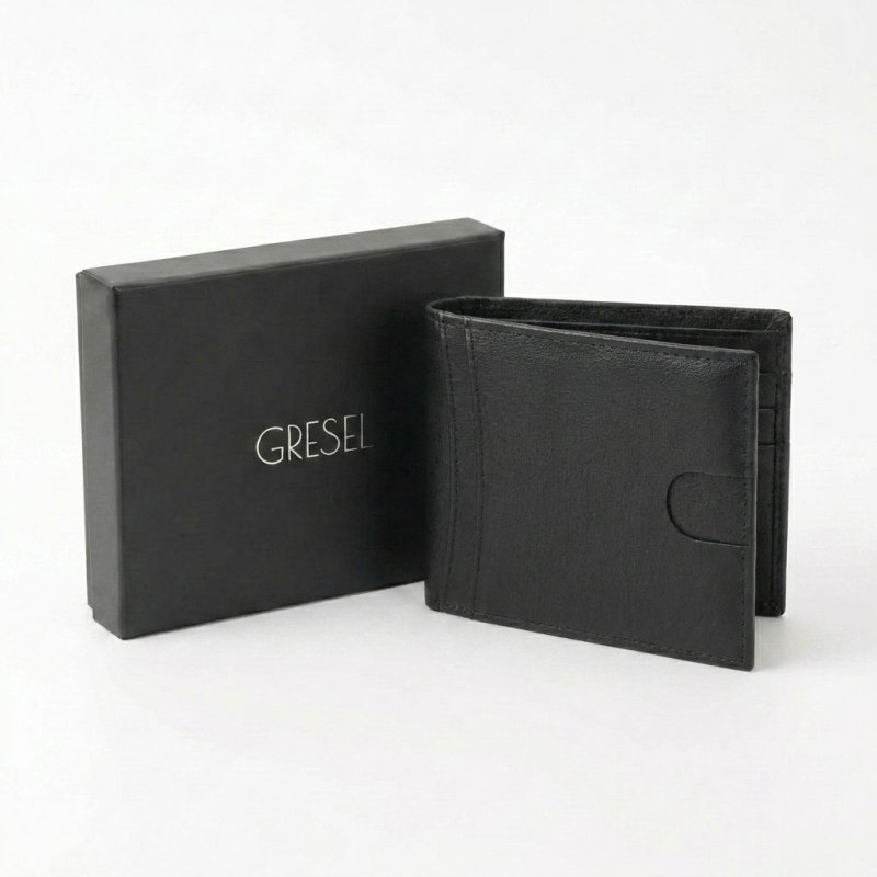 GRESEL Portefeuille Homme Slim en Cuir Véritable Nappa Souple, Porte-cartes, Noir — vue 7