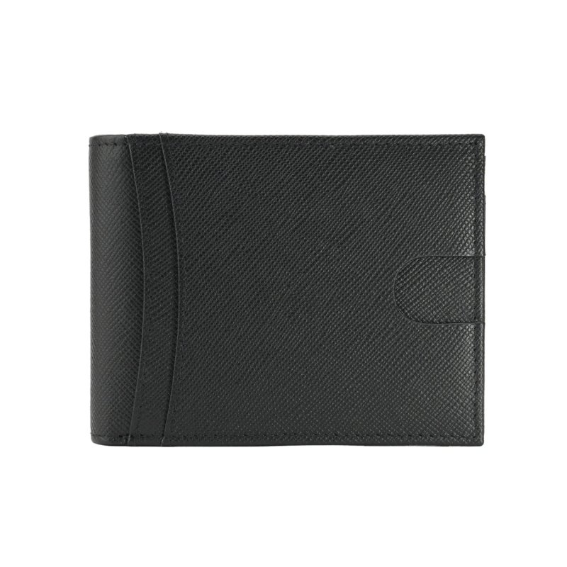 GRESEL Cartera Hombre Slim en Piel Auténtica Saffiano, Tarjetero, Negro