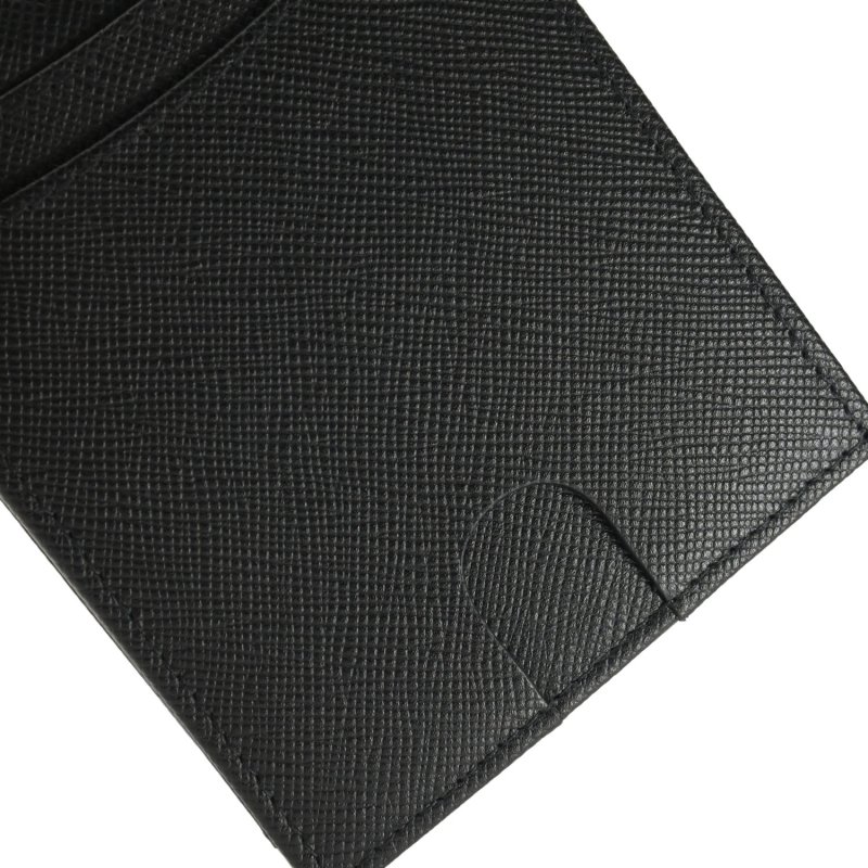 GRESEL Cartera Hombre Slim en Piel Auténtica Saffiano, Tarjetero, Negro — detalle del logotipo