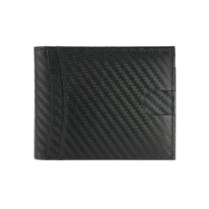 GRESEL Cartera Hombre Slim en Piel Auténtica Efecto Carbono, Tarjetero Negro — vista frontal