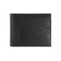 GRESEL Men's Slim Genuine Leather Wallet, Carbon Effect, Card Holder, Black — front view