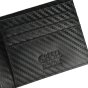 GRESEL Men's Slim Genuine Leather Wallet, Carbon Effect, Card Holder, Black — logo detail