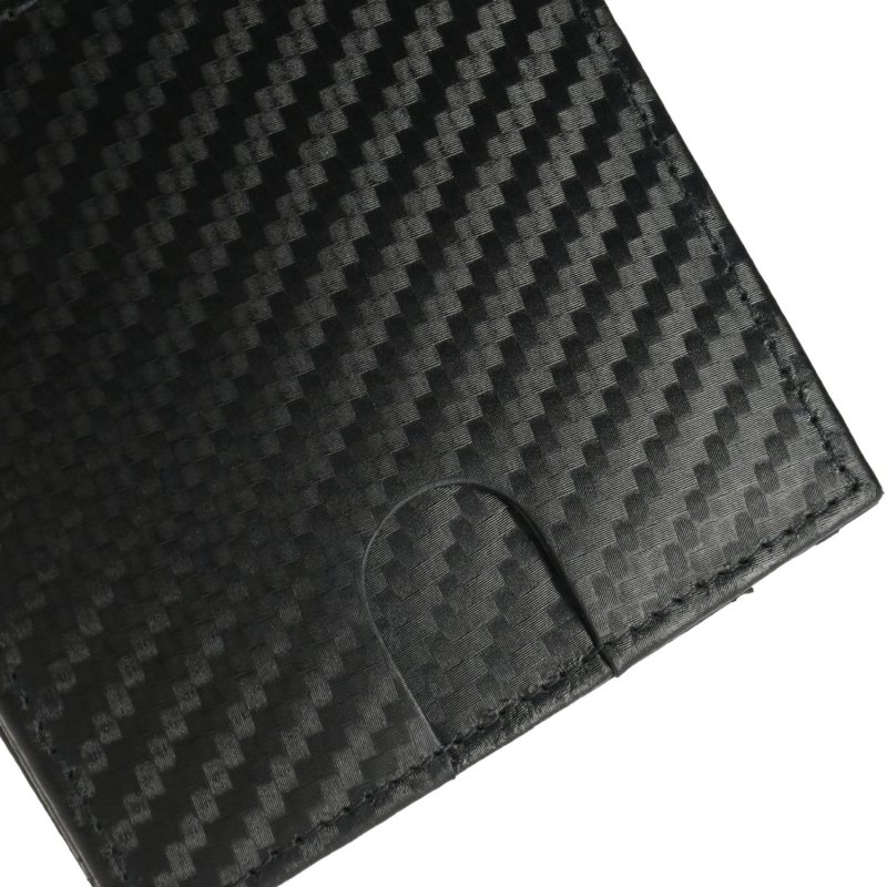 GRESEL Portefeuille Homme Slim en Cuir Véritable Effet Carbone, Porte-cartes Noir — vue 7