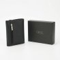 GRESEL Men's Slim Genuine Leather Wallet, Saffiano, with Coin Pocket, Black — logo detail