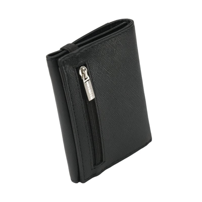GRESEL Cartera Hombre Slim en Piel Auténtica Saffiano con Portamonedas, Negro