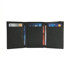 GRESEL Portefeuille Homme Slim en Cuir Véritable Saffiano avec Poche à Monnaie, Noir 2