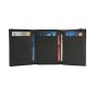 GRESEL Men's Slim Genuine Leather Wallet, Saffiano, with Coin Pocket, Black — front view