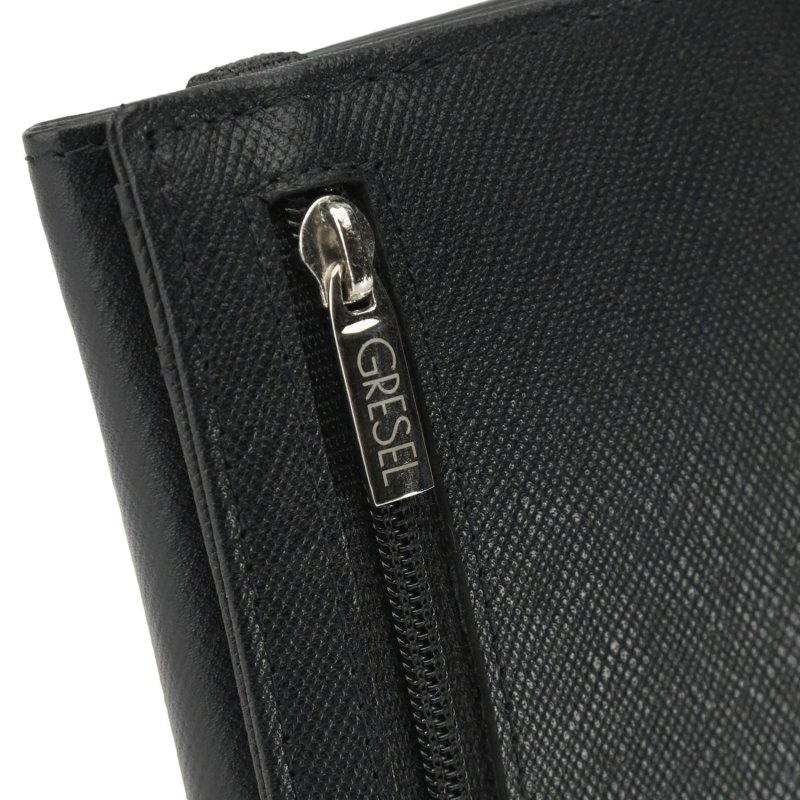 GRESEL Portefeuille Homme Slim en Cuir Véritable Saffiano avec Poche à Monnaie, Noir — vue 7