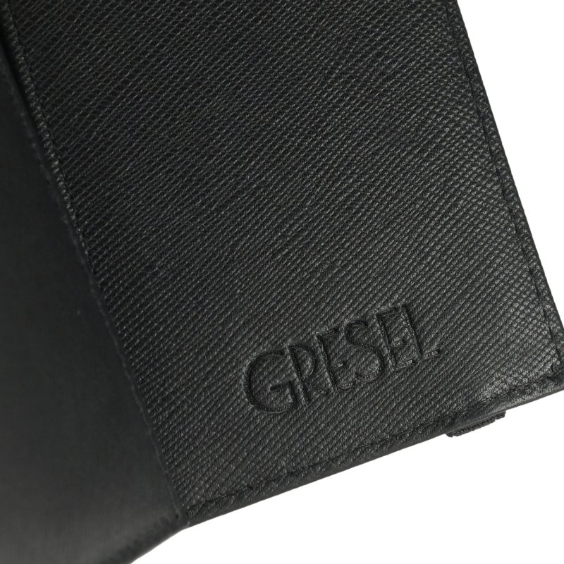 GRESEL Geldbörse Herren Slim aus echtem Leder Saffiano mit Münzfach, Schwarz — Ansicht 8