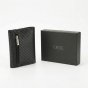 GRESEL Men's Slim Genuine Leather Wallet, Carbon Effect, with Coin Pocket, Black — logo detail