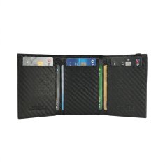 GRESEL Portafoglio Uomo Slim Vera Pelle Effetto Carbon con Portamonete Nero 2