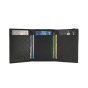 GRESEL Men's Slim Genuine Leather Wallet, Carbon Effect, with Coin Pocket, Black — front view