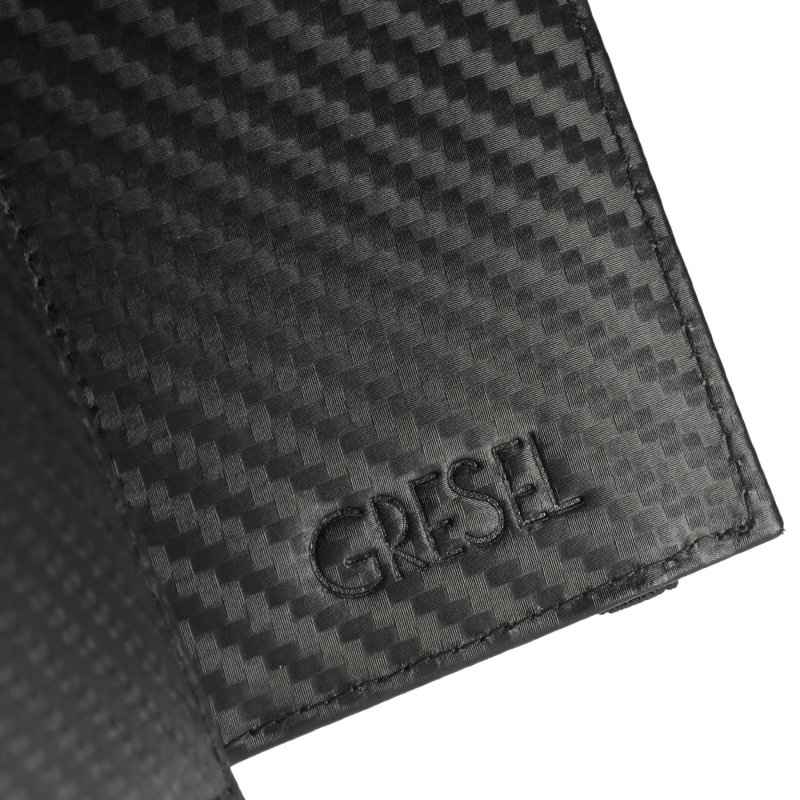 GRESEL Geldbörse Herren Slim aus echtem Leder Carbon-Optik mit Münzfach, Schwarz — Ansicht 8