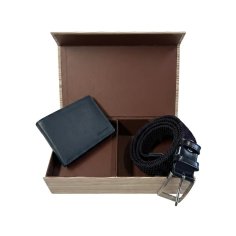 Biagiotti Men's Gift Set: Genuine Leather Wallet & Shortenable Elastic Belt