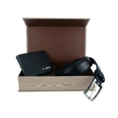 Pierre Cardin Estuche de Regalo para Hombre, Cartera Con Protección RFID y Cinturón De Piel Genuina