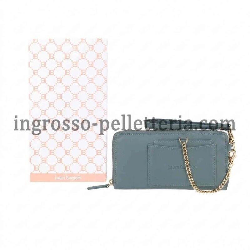 Laura Biagiotti Cartera Mujer en Piel Auténtica, Correa de Muñeca, Tarjetero Extraíble y Caja de Regalo — detalle