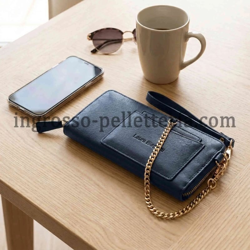 Laura Biagiotti Women's Wallet in Genuine Leather, Wrist Strap, Removable Card Holder and Gift Box — view 28