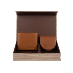 Conte Massimo Geschenkset Herren, Geldbörse und Münzbörse aus Echtem Leder, RFID-Schutz